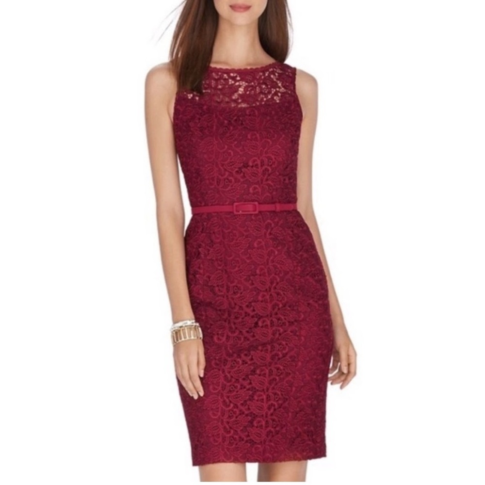WHBM Lace Sleeveless Dress, Cardinal Red, 00P